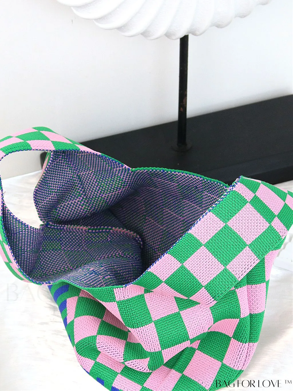BagForLove - Chic Polka Dot Knit Mini Shoulder Bag: Color Block Tote for Women, Ideal Spring/Summer Accessory