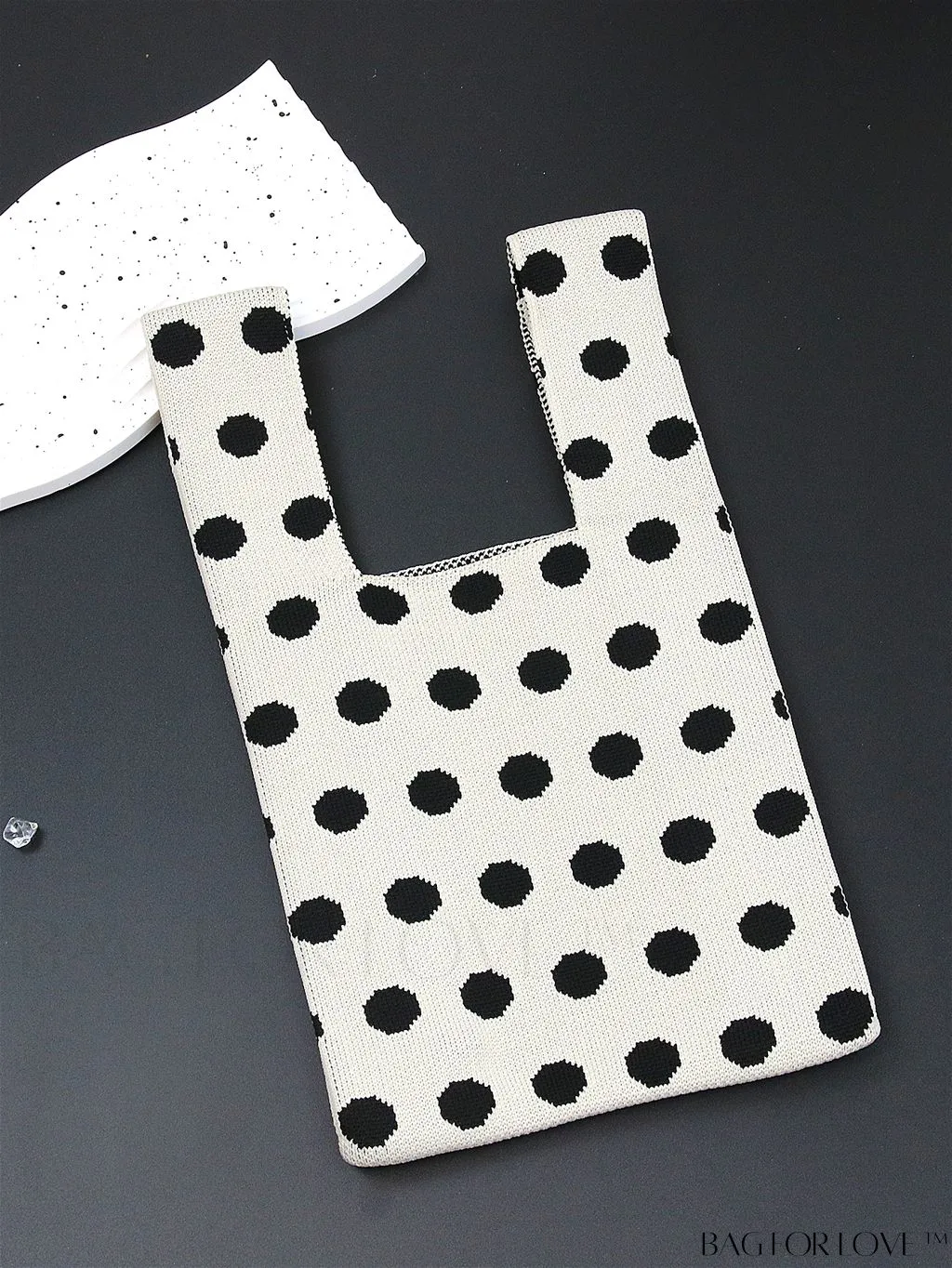 BagForLove - Chic Polka Dot Knit Mini Shoulder Bag: Color Block Tote for Women, Ideal Spring/Summer Accessory