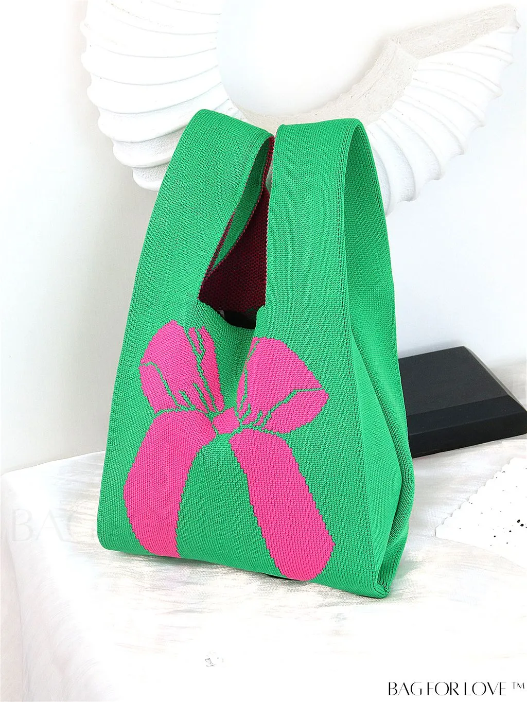 BagForLove - Chic Polka Dot Knit Mini Shoulder Bag: Color Block Tote for Women, Ideal Spring/Summer Accessory