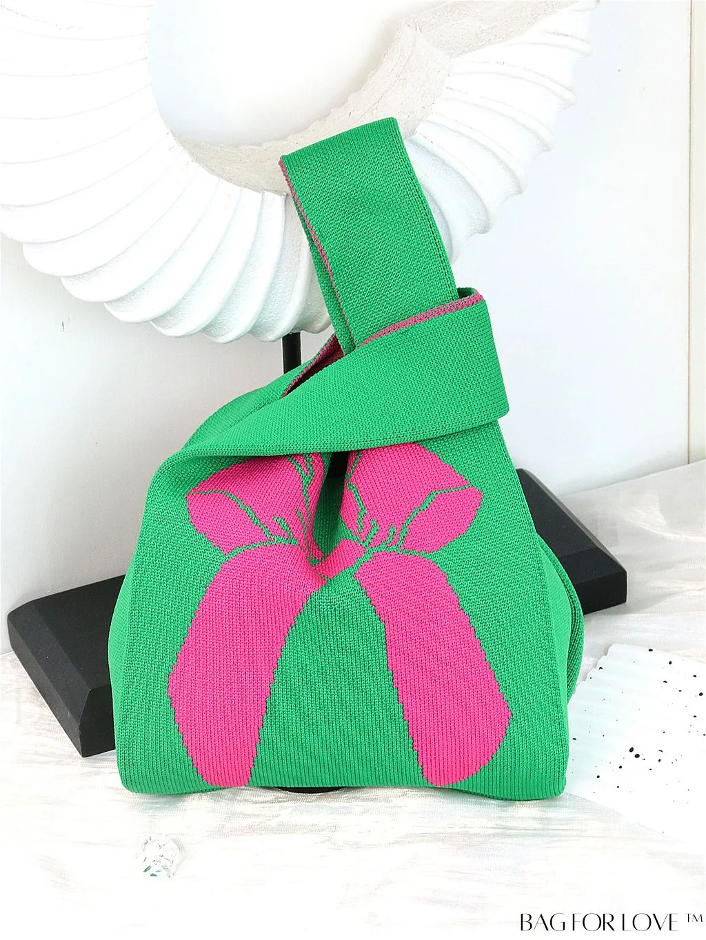 BagForLove - Chic Polka Dot Knit Mini Shoulder Bag: Color Block Tote for Women, Ideal Spring/Summer Accessory