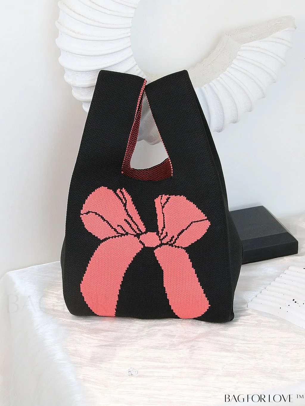 BagForLove - Chic Polka Dot Knit Mini Shoulder Bag: Color Block Tote for Women, Ideal Spring/Summer Accessory