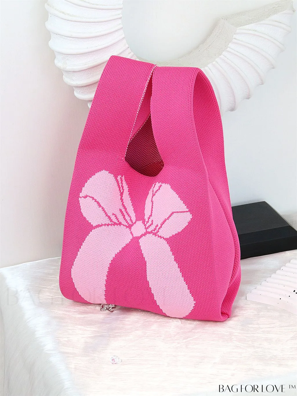 BagForLove - Chic Polka Dot Knit Mini Shoulder Bag: Color Block Tote for Women, Ideal Spring/Summer Accessory