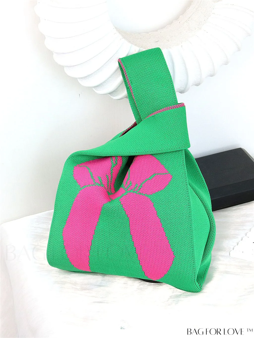 BagForLove - Chic Polka Dot Knit Mini Shoulder Bag: Color Block Tote for Women, Ideal Spring/Summer Accessory