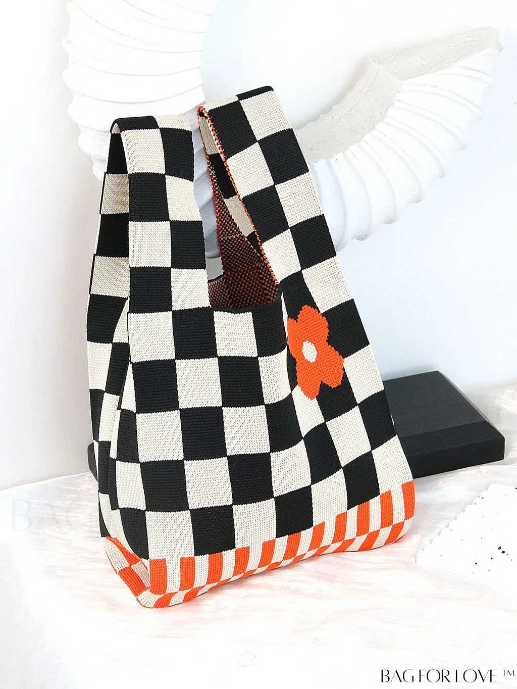BagForLove - Chic Polka Dot Knit Mini Shoulder Bag: Color Block Tote for Women, Ideal Spring/Summer Accessory