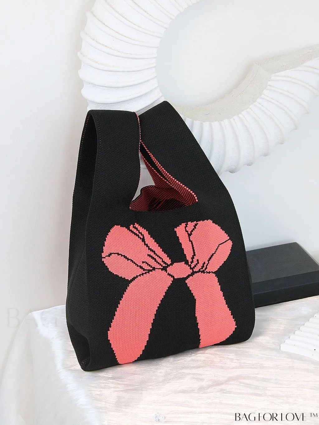 BagForLove - Chic Polka Dot Knit Mini Shoulder Bag: Color Block Tote for Women, Ideal Spring/Summer Accessory
