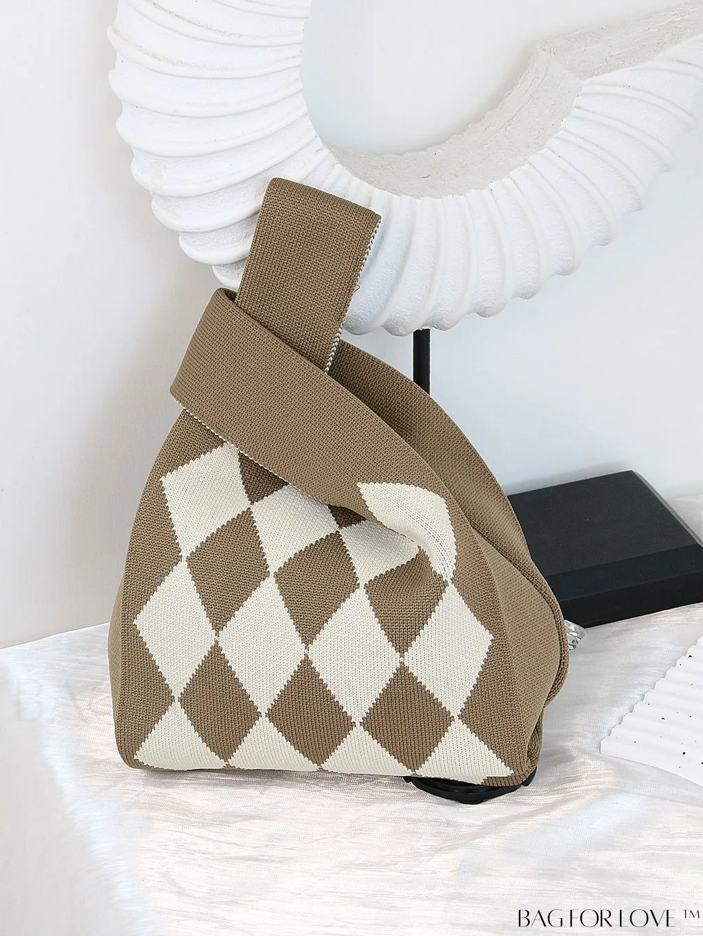 BagForLove - Chic Polka Dot Knit Mini Shoulder Bag: Color Block Tote for Women, Ideal Spring/Summer Accessory