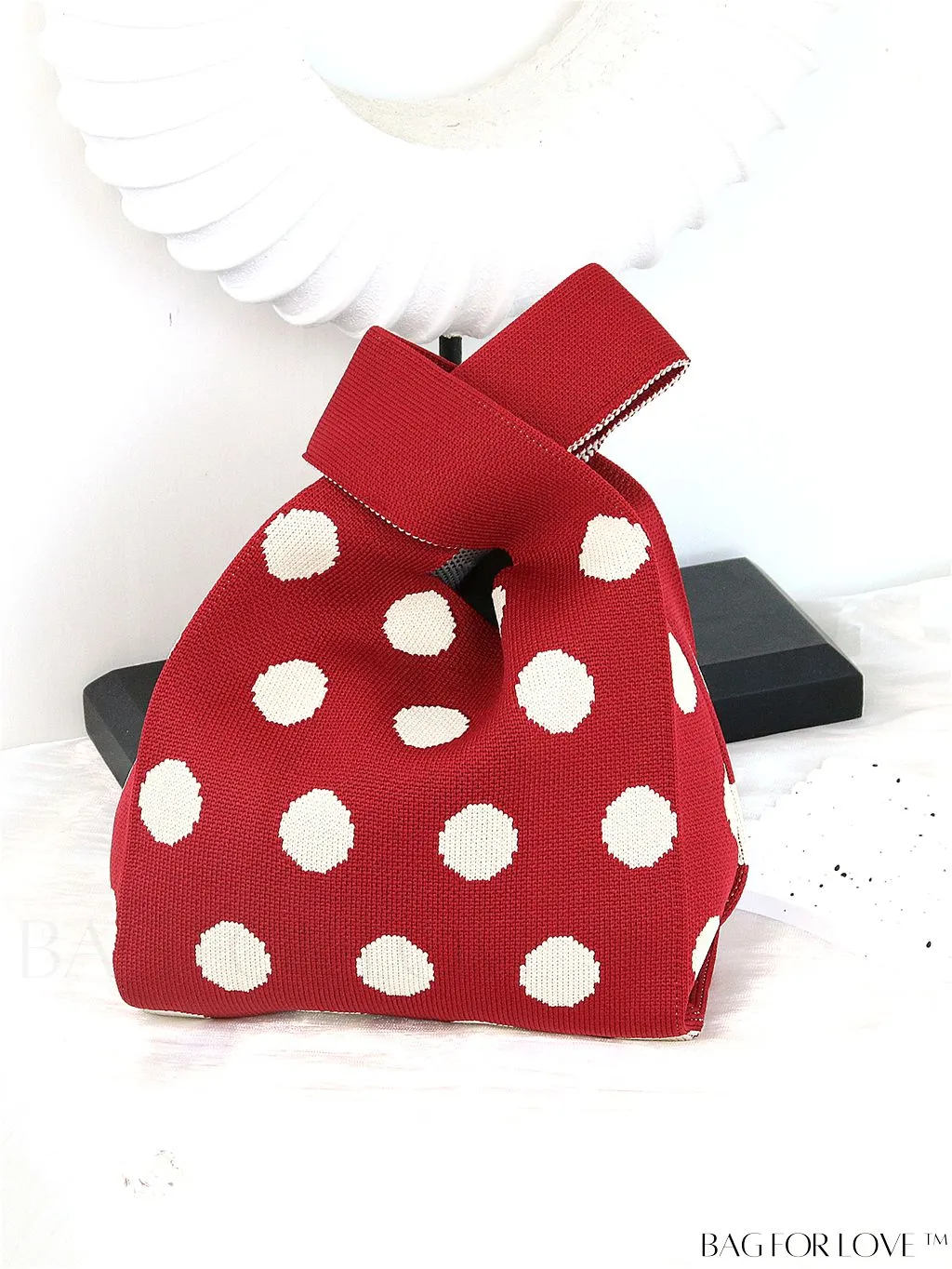 BagForLove - Chic Polka Dot Knit Mini Shoulder Bag: Color Block Tote for Women, Ideal Spring/Summer Accessory