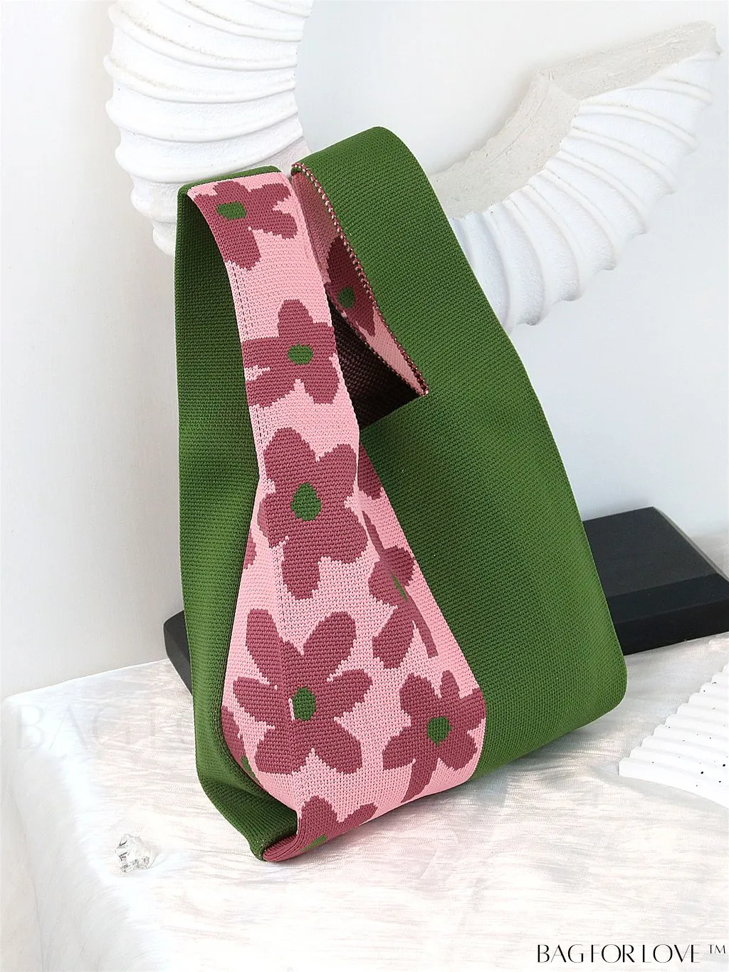 BagForLove - Chic Polka Dot Knit Mini Shoulder Bag: Color Block Tote for Women, Ideal Spring/Summer Accessory