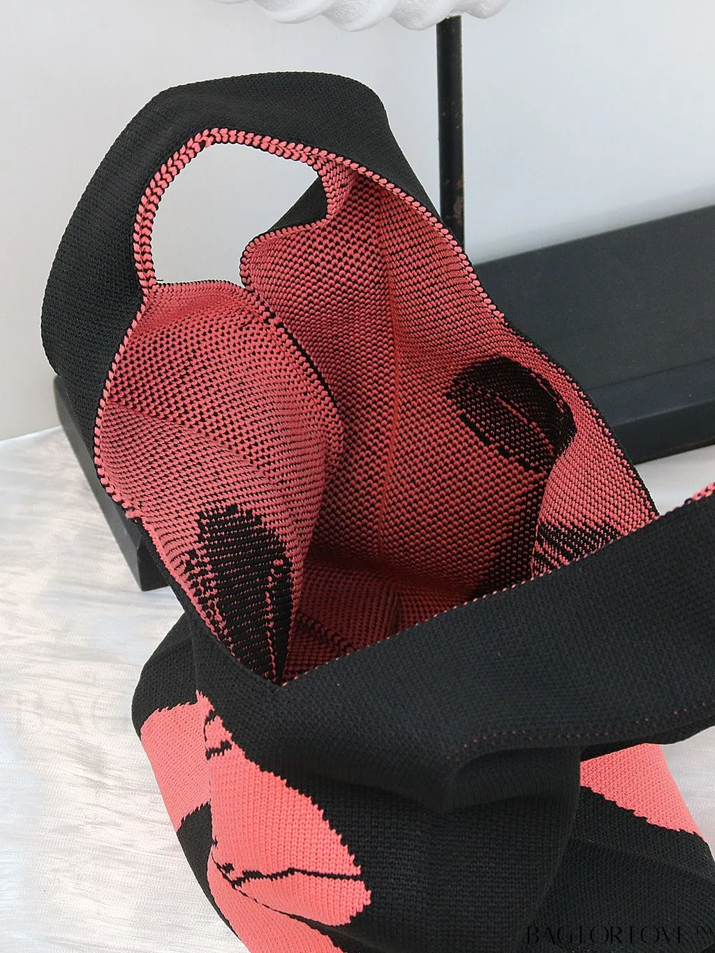 BagForLove - Chic Polka Dot Knit Mini Shoulder Bag: Color Block Tote for Women, Ideal Spring/Summer Accessory
