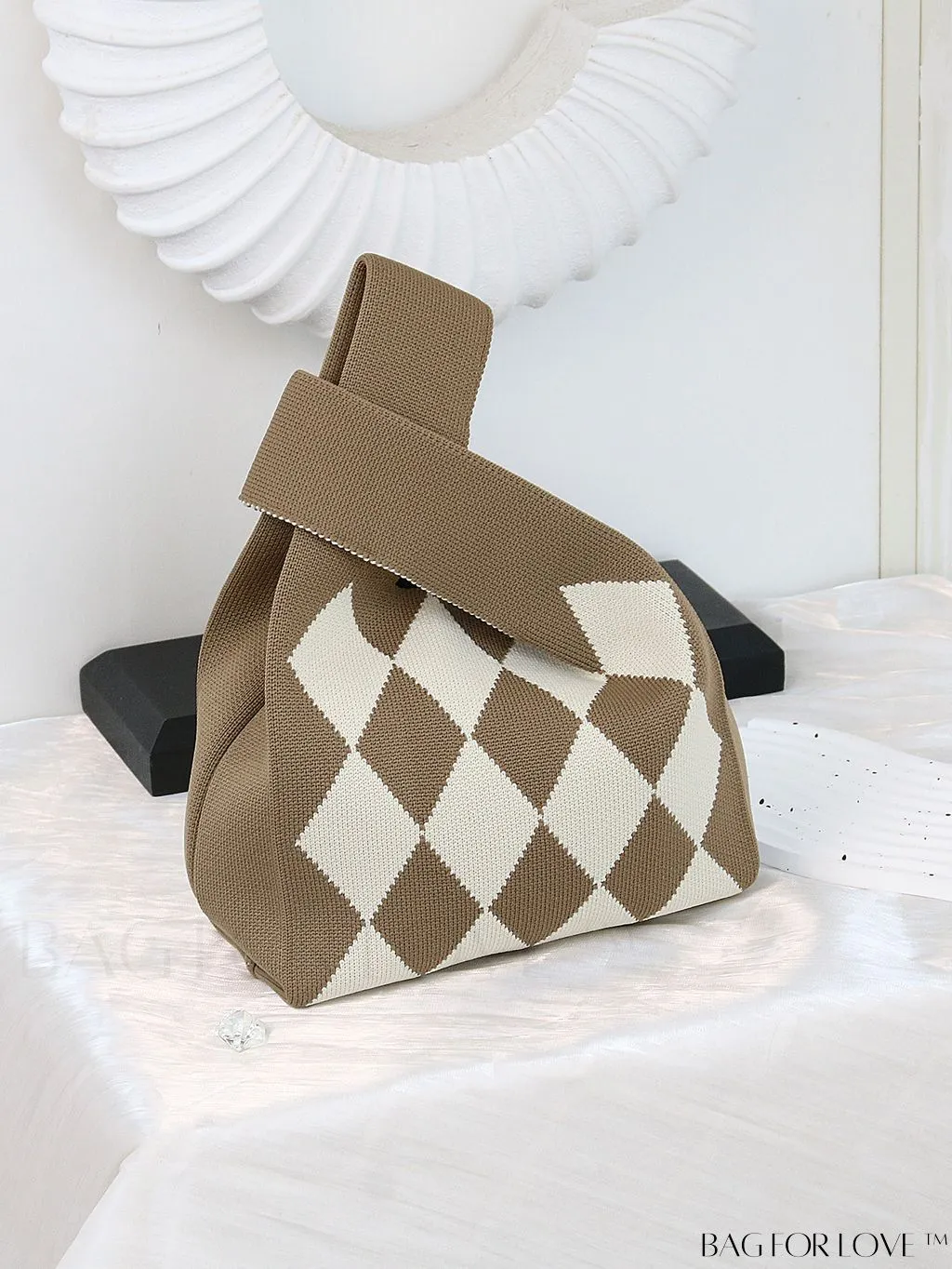 BagForLove - Chic Polka Dot Knit Mini Shoulder Bag: Color Block Tote for Women, Ideal Spring/Summer Accessory