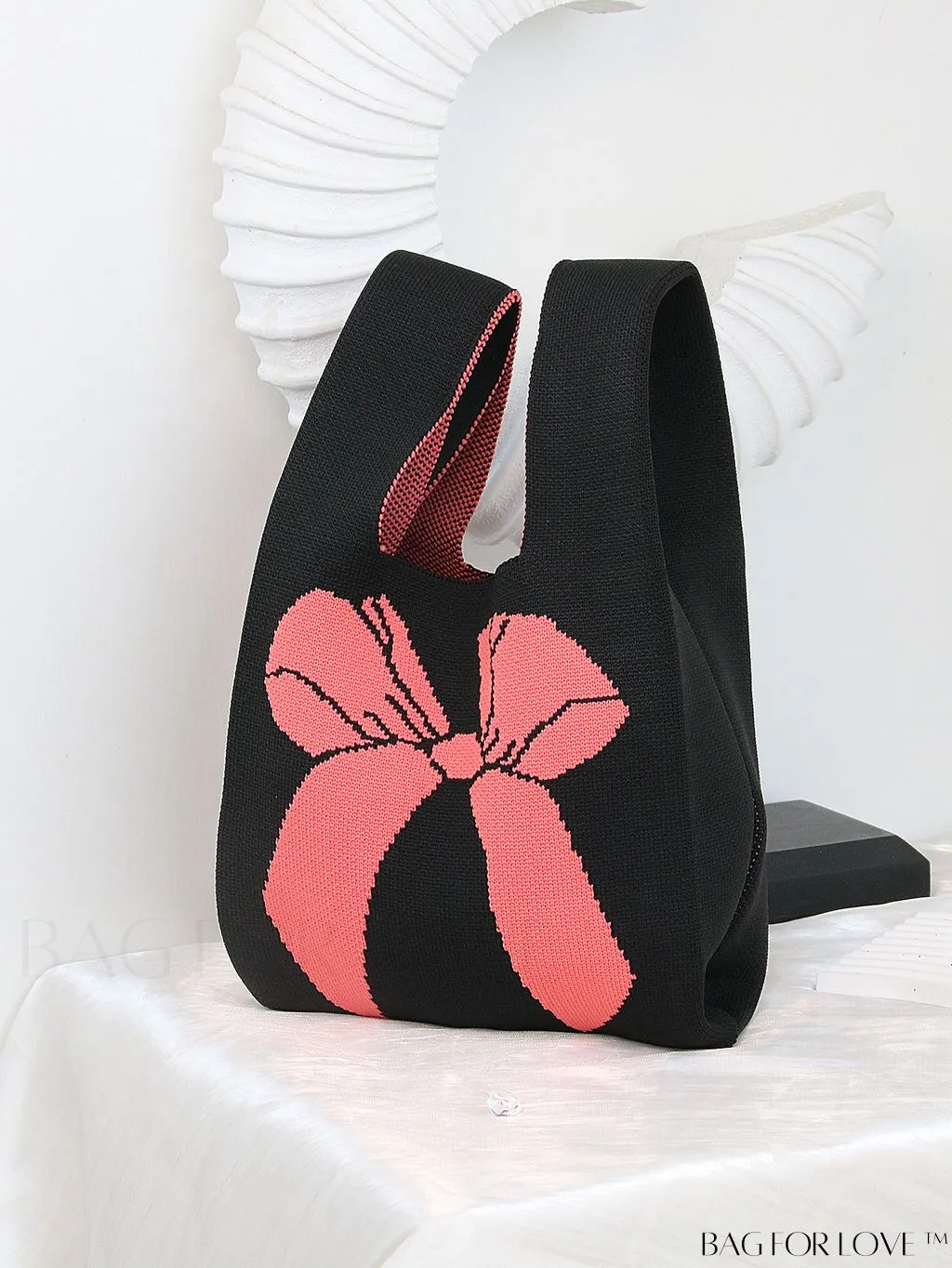 BagForLove - Chic Polka Dot Knit Mini Shoulder Bag: Color Block Tote for Women, Ideal Spring/Summer Accessory