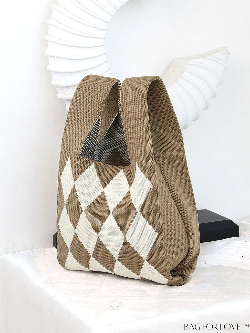 BagForLove - Chic Polka Dot Knit Mini Shoulder Bag: Color Block Tote for Women, Ideal Spring/Summer Accessory
