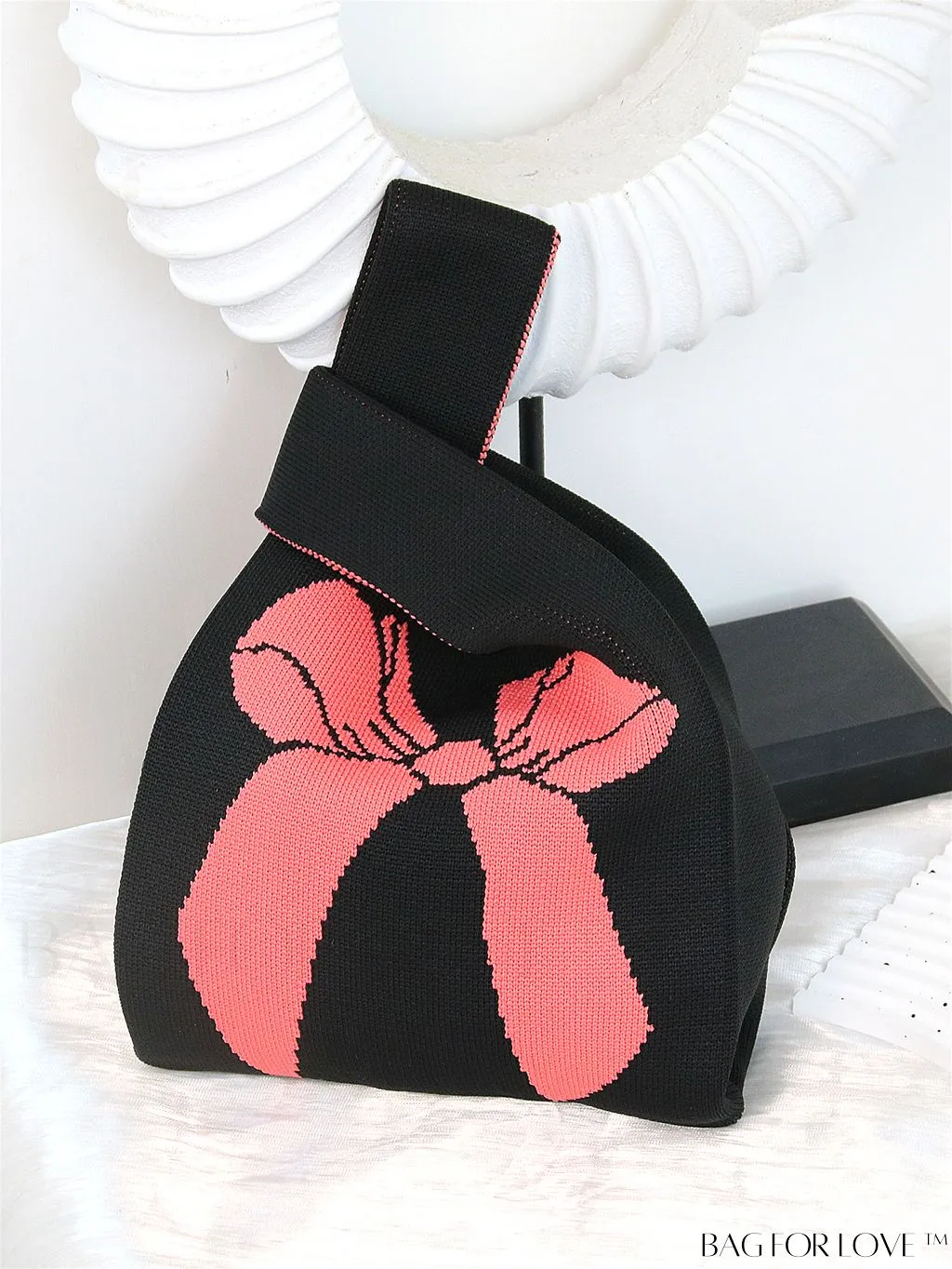 BagForLove - Chic Polka Dot Knit Mini Shoulder Bag: Color Block Tote for Women, Ideal Spring/Summer Accessory