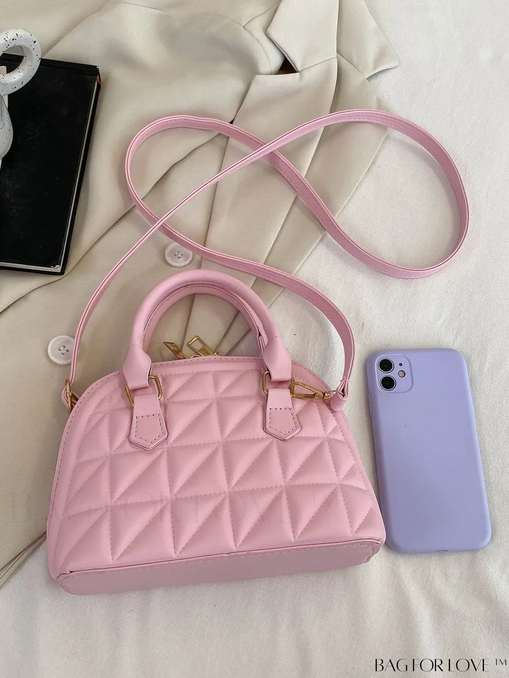 BagForLove - Chic Quilted Dome Handbag - Effortlessly Minimalist Design