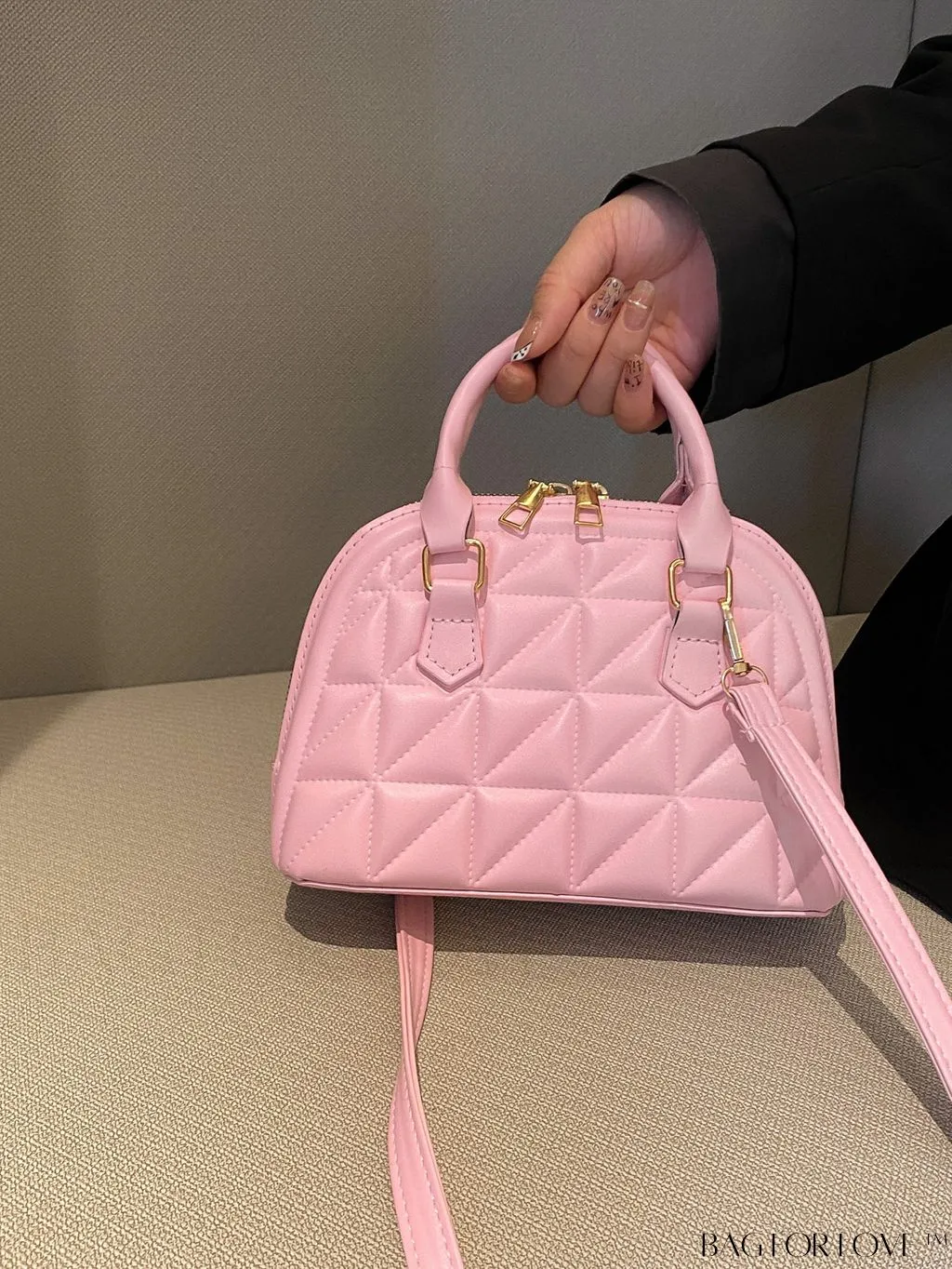 BagForLove - Chic Quilted Dome Handbag - Effortlessly Minimalist Design