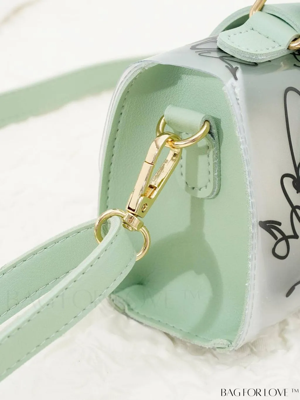 BagForLove - Chic Shoulder Bag with Transparent Flap and Trendy Graffiti Pattern