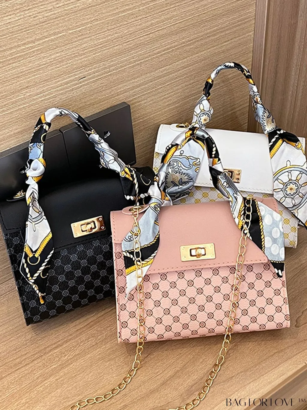 BagForLove - Chic Silk Scarf Accent Shoulder & Handheld Bag for Fashionistas