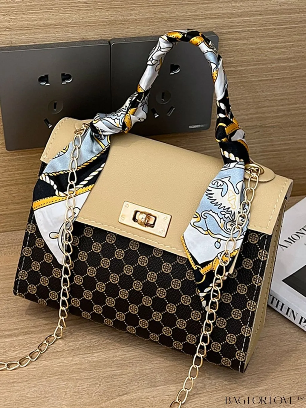 BagForLove - Chic Silk Scarf Accent Shoulder & Handheld Bag for Fashionistas