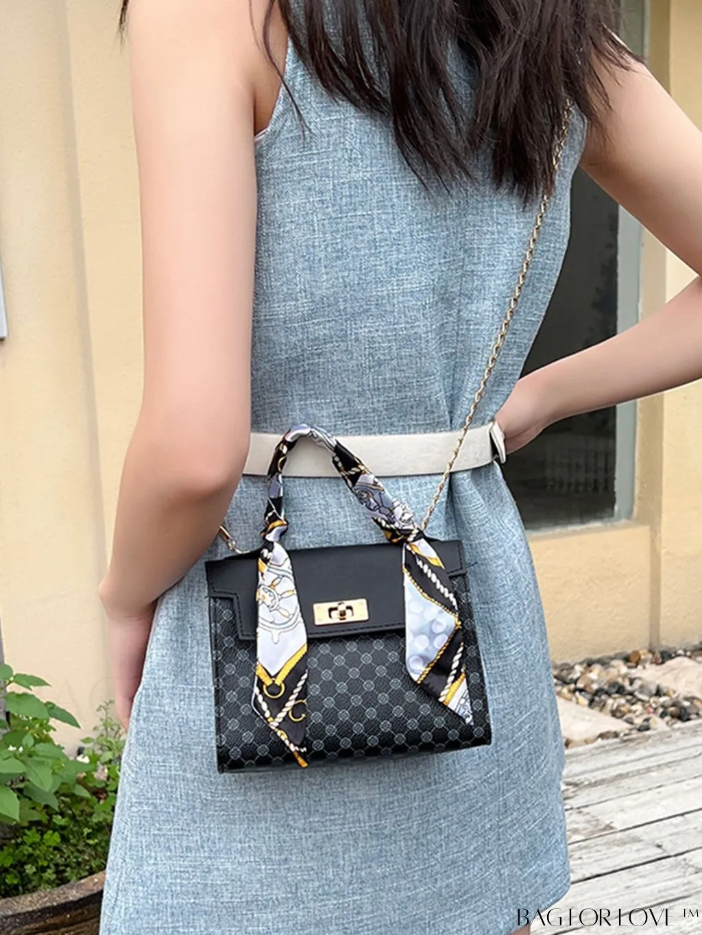 BagForLove - Chic Silk Scarf Accent Shoulder & Handheld Bag for Fashionistas