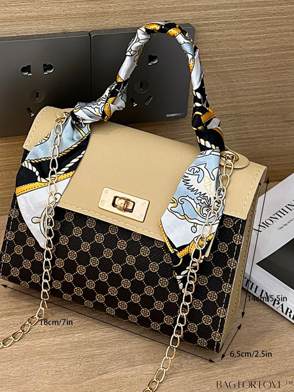 BagForLove - Chic Silk Scarf Accent Shoulder & Handheld Bag for Fashionistas