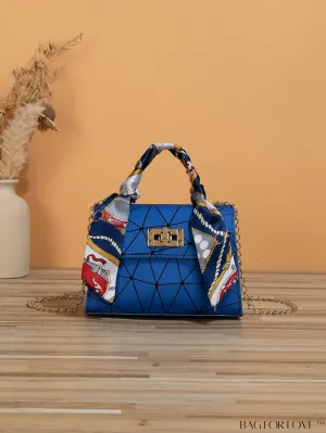 BagForLove - Chic Silk Scarf Handbag with Geometric Pattern Embellishments