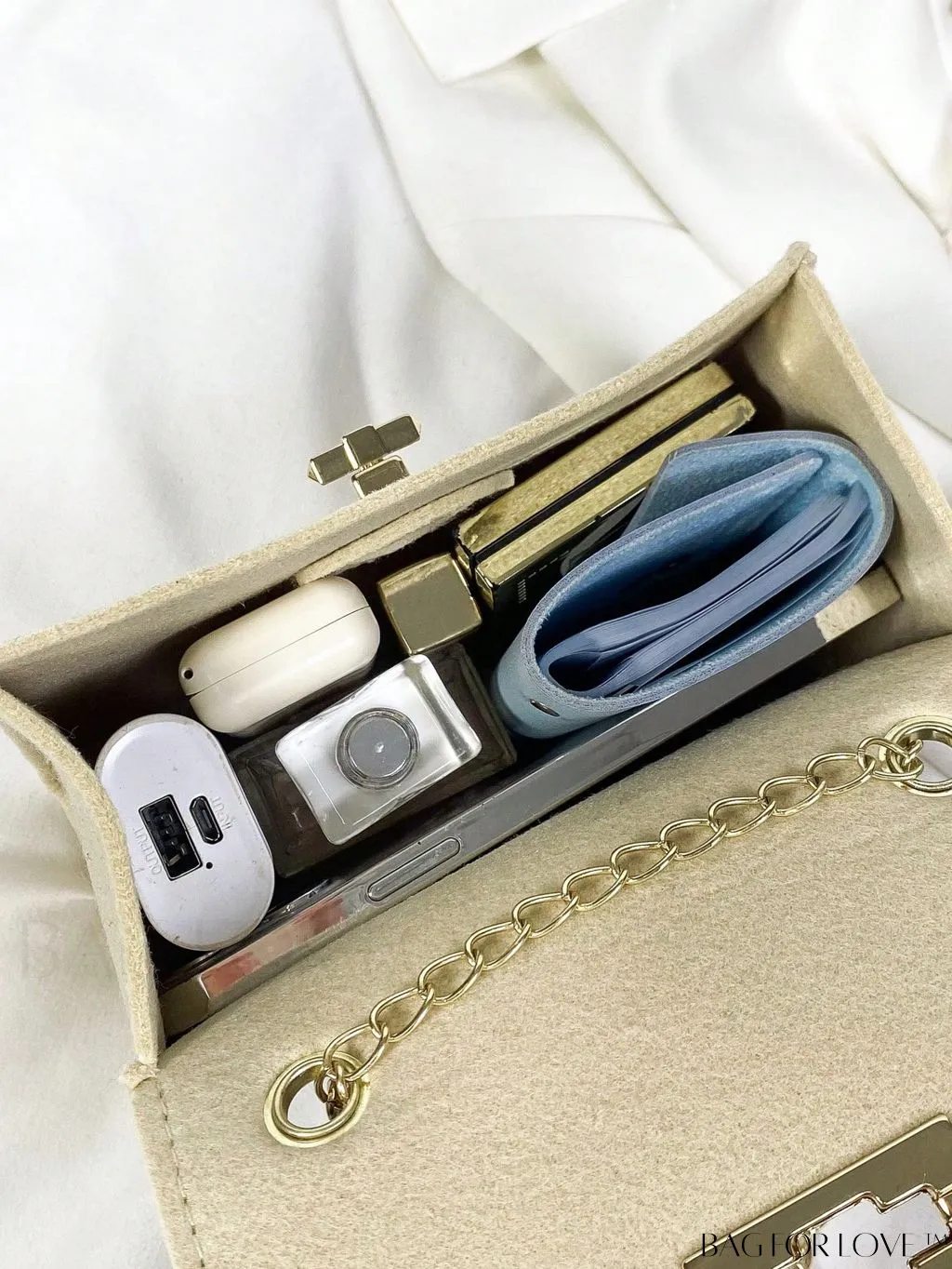 BagForLove - Chic Top Handle Flap Bag with Chain, Twilly Scarf Decoration - Mini Square Size