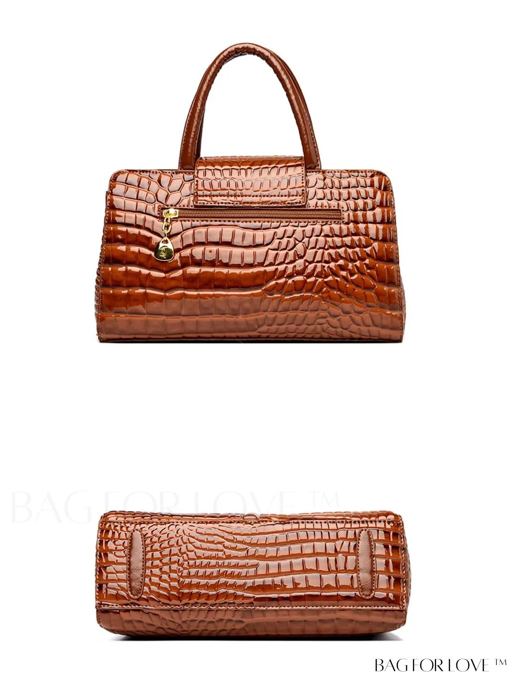 BagForLove - Chic Womens Handbag with Sophisticated Brown Crocodile Pattern