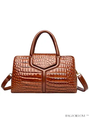 BagForLove - Chic Womens Handbag with Sophisticated Brown Crocodile Pattern