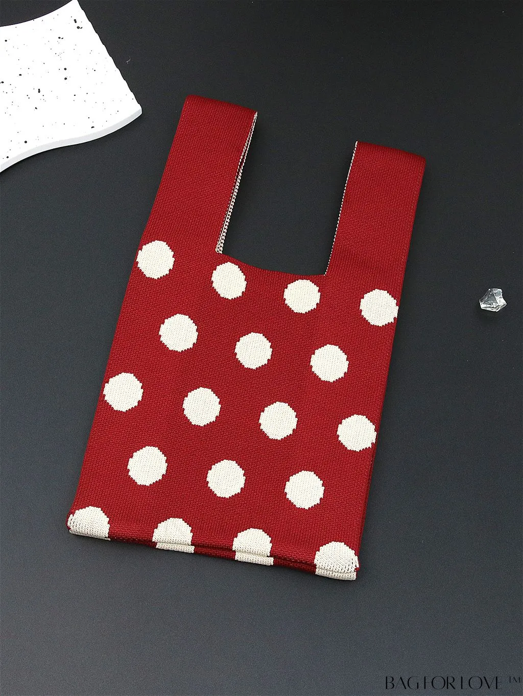 BagForLove - Color Block Polka Dot Knitted Small Bag - Chic Womens Tote for Spring/Summer