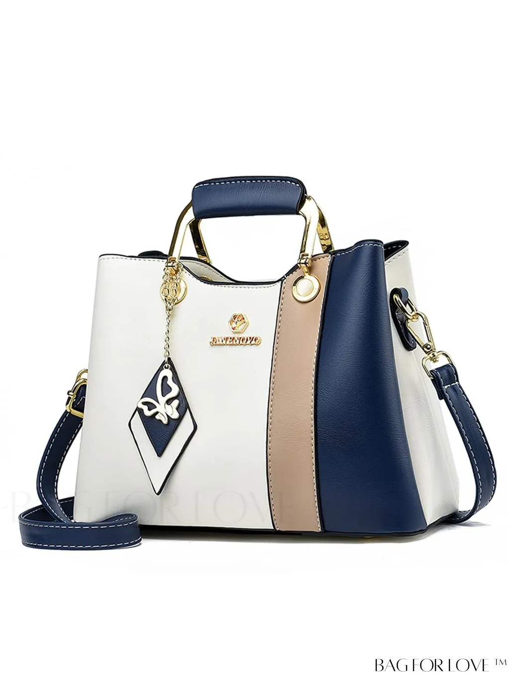 BagForLove - Elegant Color-block PU Leather Handbag: Fashionable, Sleek, and Chic