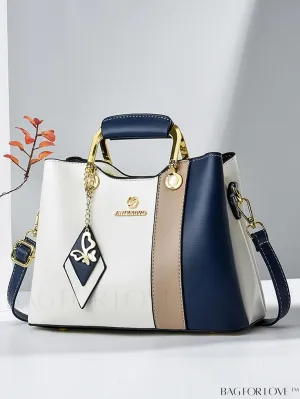 BagForLove - Elegant Color-block PU Leather Handbag: Fashionable, Sleek, and Chic