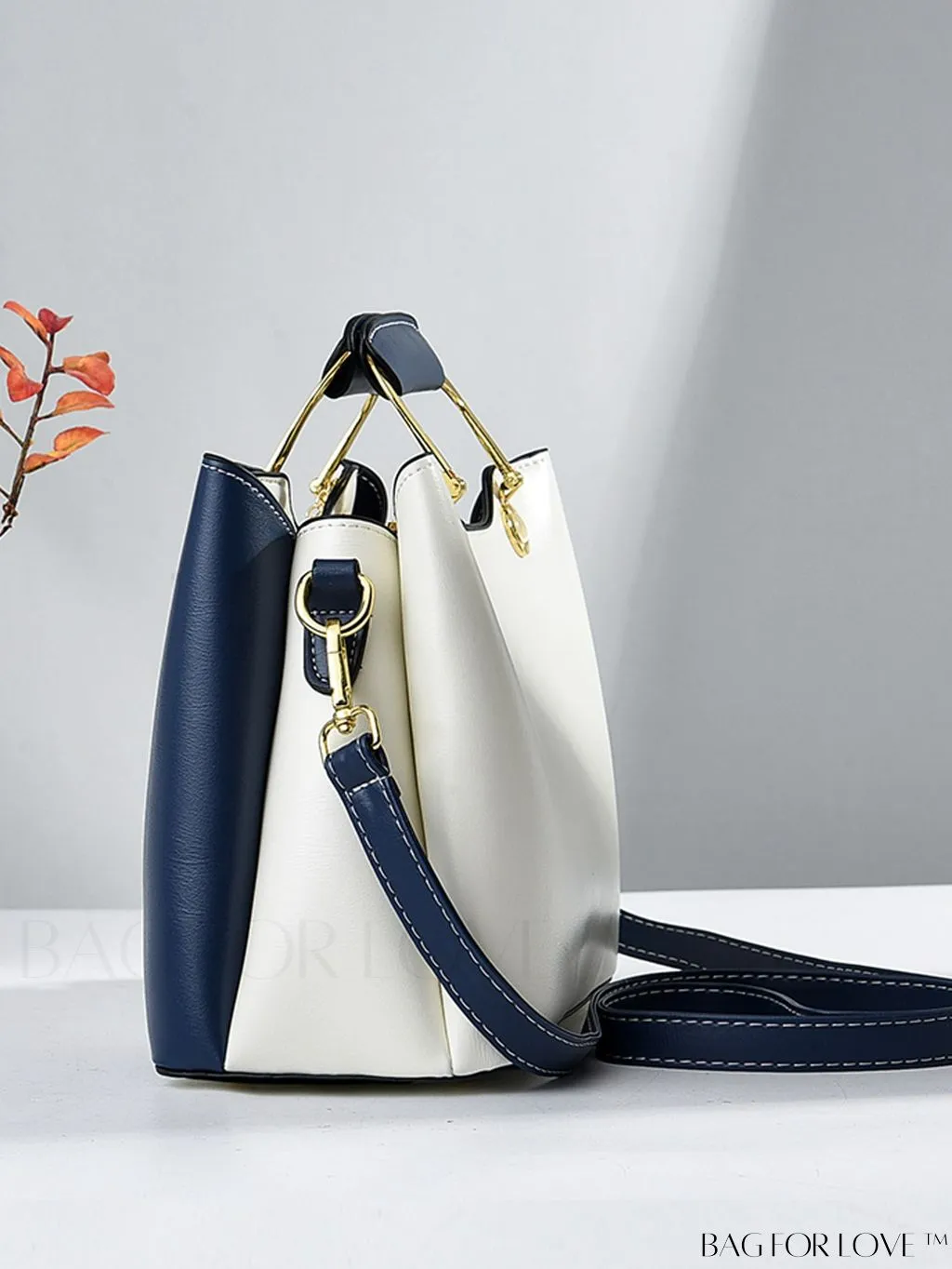 BagForLove - Elegant Color-block PU Leather Handbag: Fashionable, Sleek, and Chic