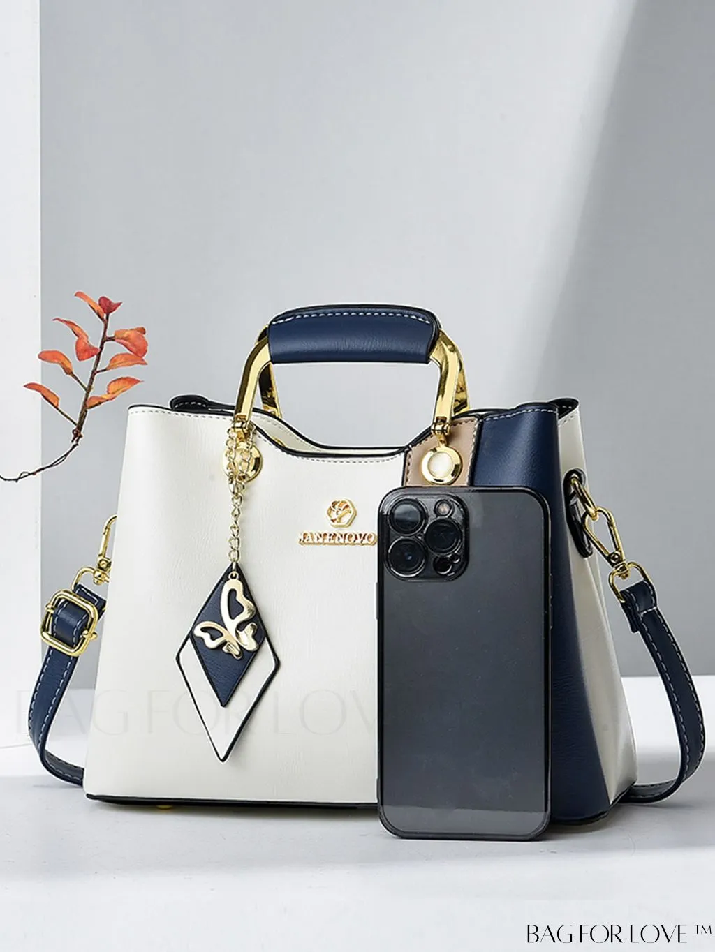 BagForLove - Elegant Color-block PU Leather Handbag: Fashionable, Sleek, and Chic