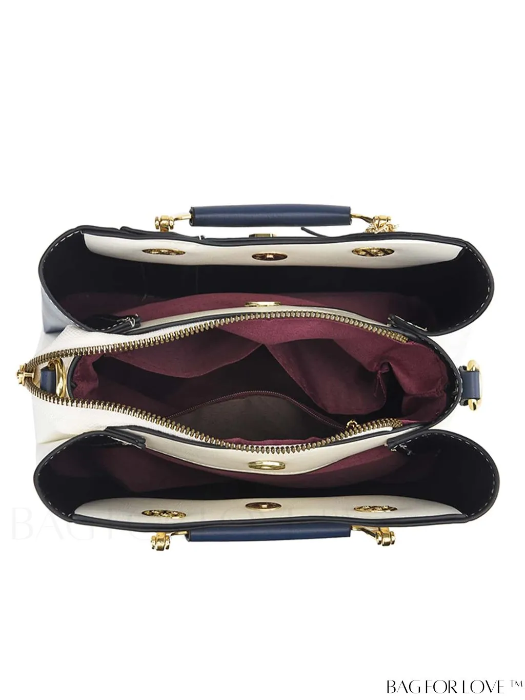 BagForLove - Elegant Color-block PU Leather Handbag: Fashionable, Sleek, and Chic