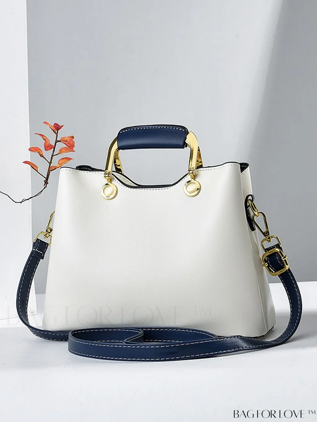 BagForLove - Elegant Color-block PU Leather Handbag: Fashionable, Sleek, and Chic