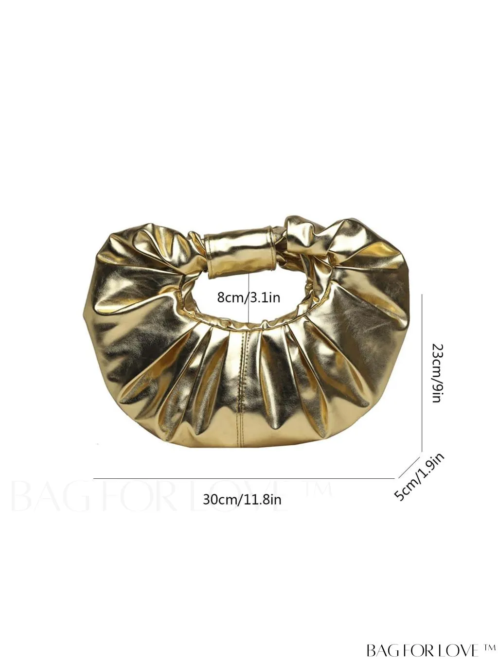 BagForLove - Funky Gold Top Handle Bag - Medium Size with Ruched Design