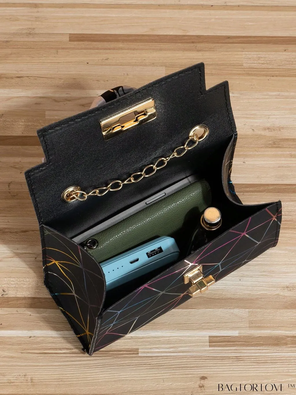 BagForLove - Geometric Square Handbag Embellished with Twilly Scarf - A Chic Accessory