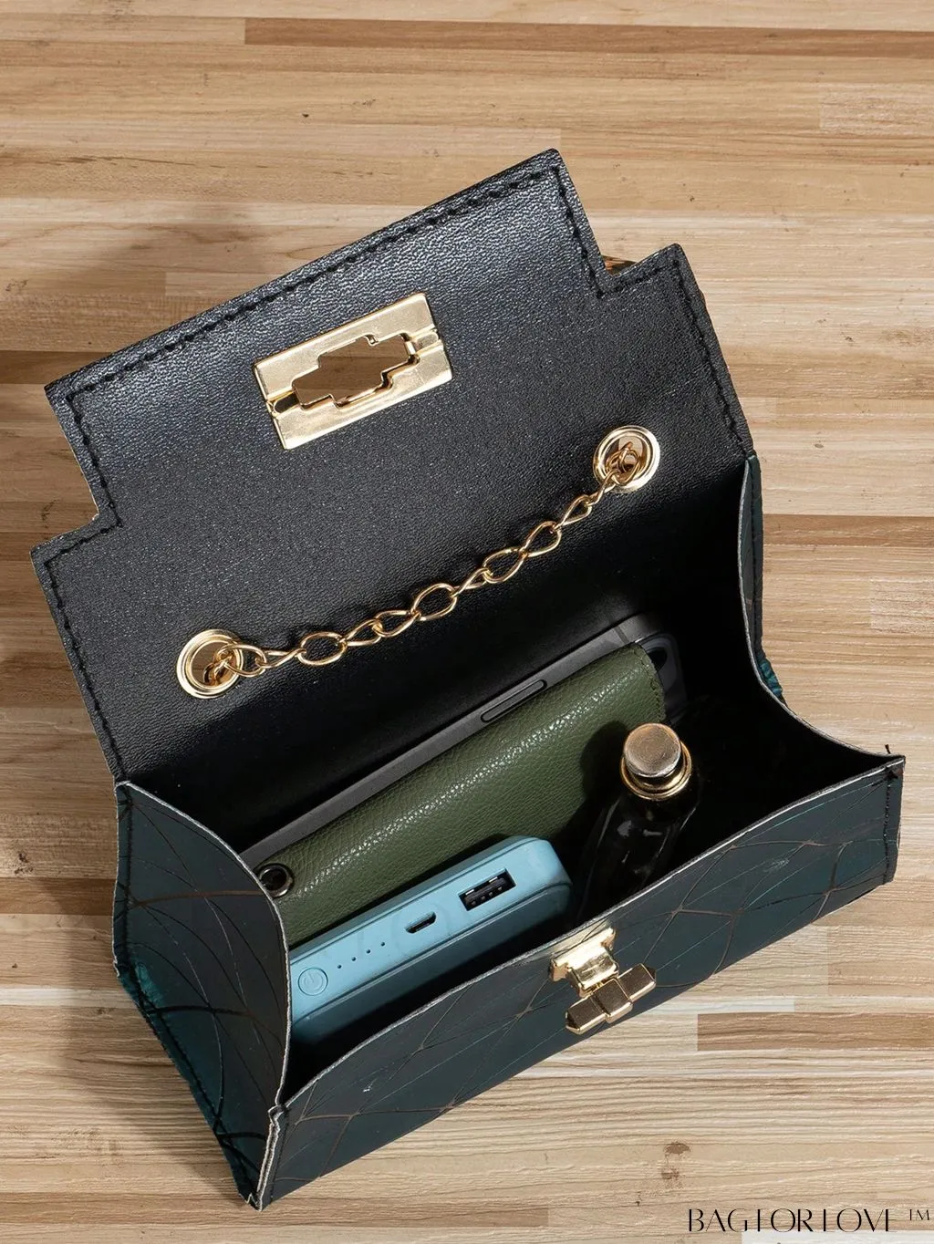 BagForLove - Geometric Square Handbag Embellished with Twilly Scarf - A Chic Accessory