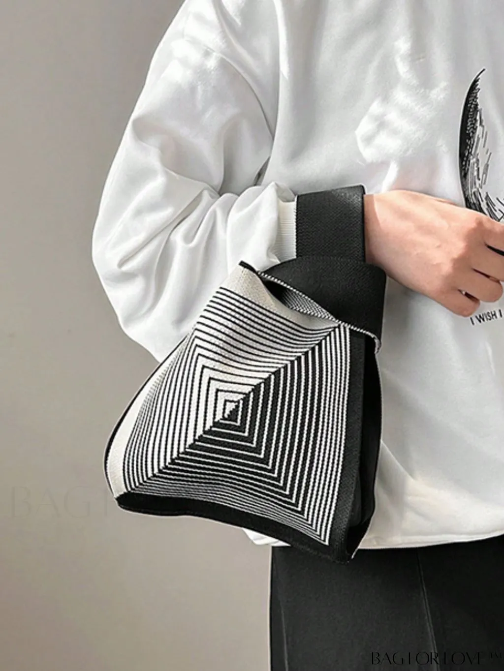 BagForLove - Geometric Two-Tone Mini Crochet Bag: Chic and Compact