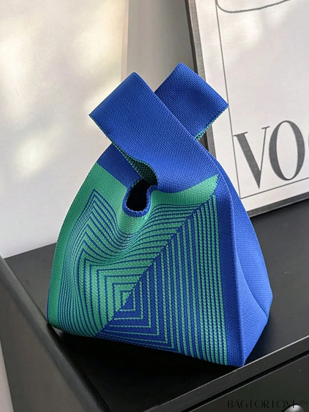 BagForLove - Geometric Two-Tone Mini Crochet Bag: Chic and Compact