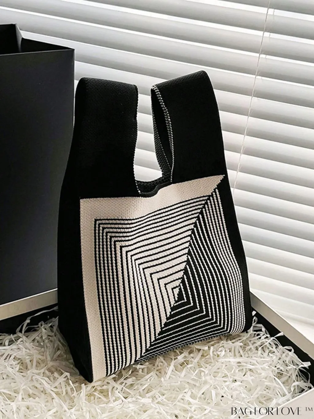 BagForLove - Geometric Two-Tone Mini Crochet Bag: Chic and Compact