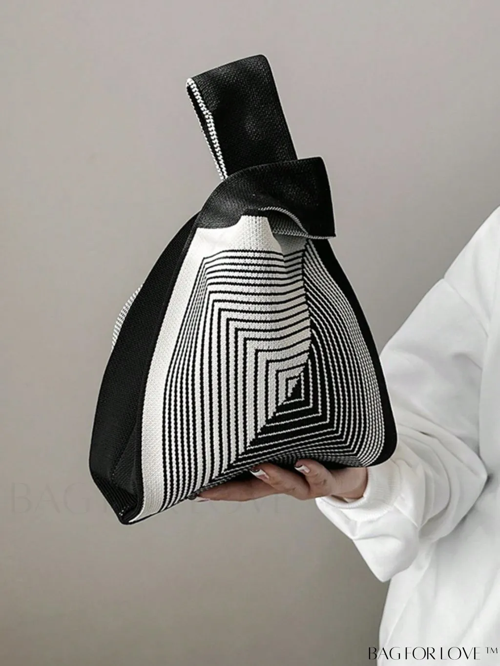 BagForLove - Geometric Two-Tone Mini Crochet Bag: Chic and Compact