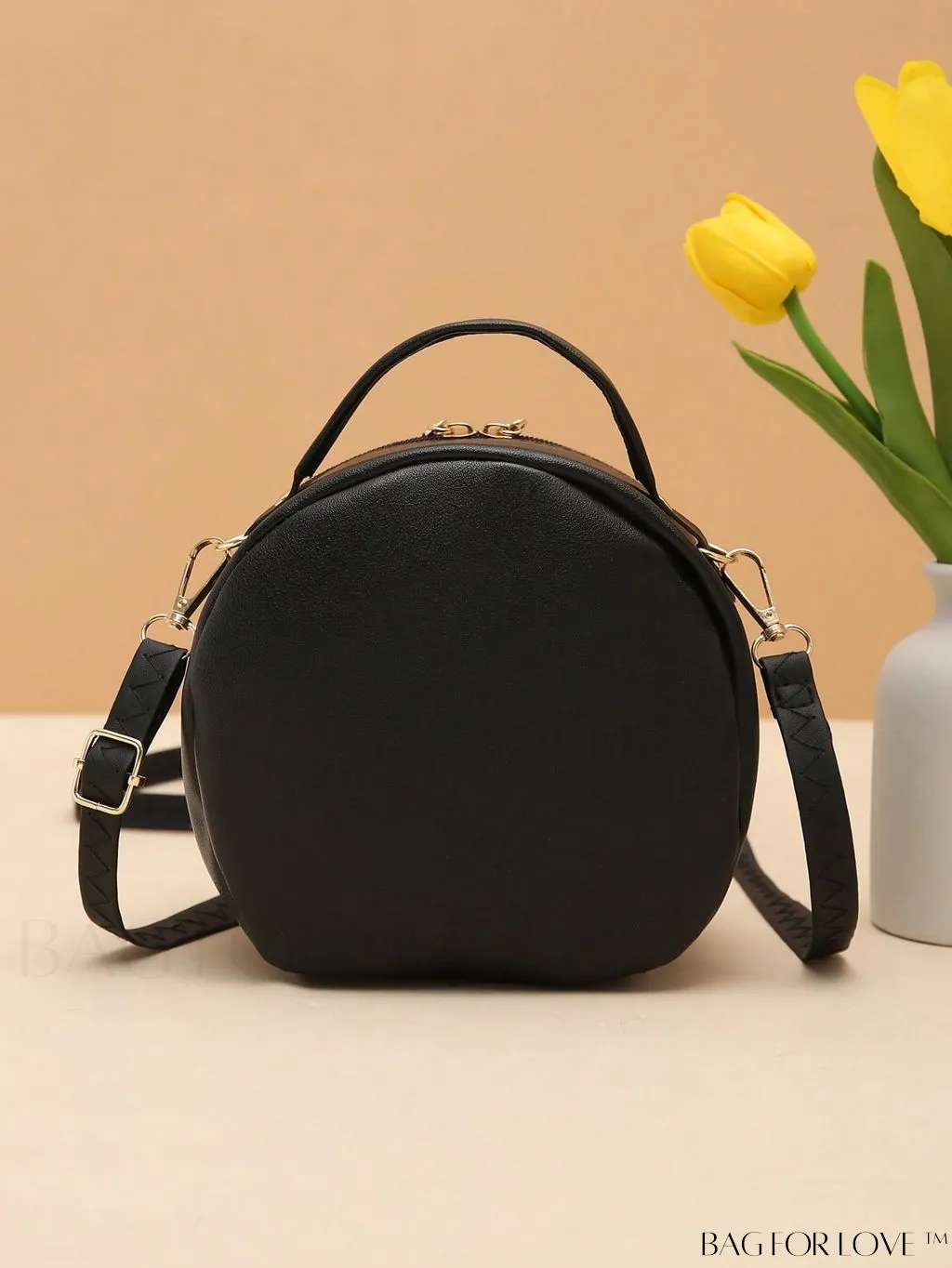 BagForLove - Khaki Mini Quilted Metal Circle Bag with Chic Decor