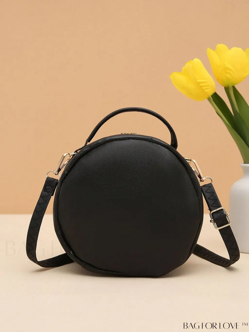 BagForLove - Khaki Mini Quilted Metal Circle Bag with Chic Decor