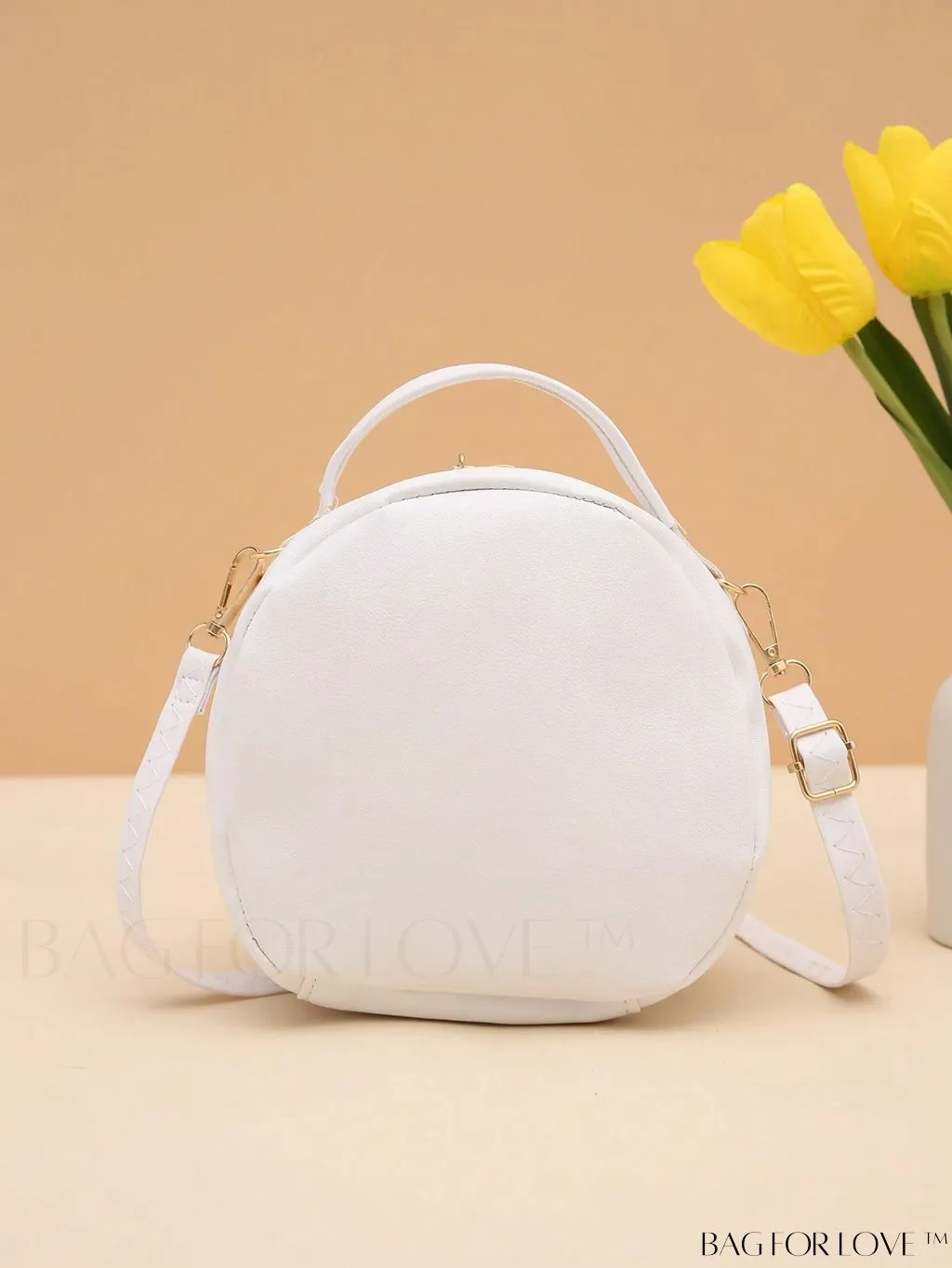 BagForLove - Khaki Mini Quilted Metal Circle Bag with Chic Decor
