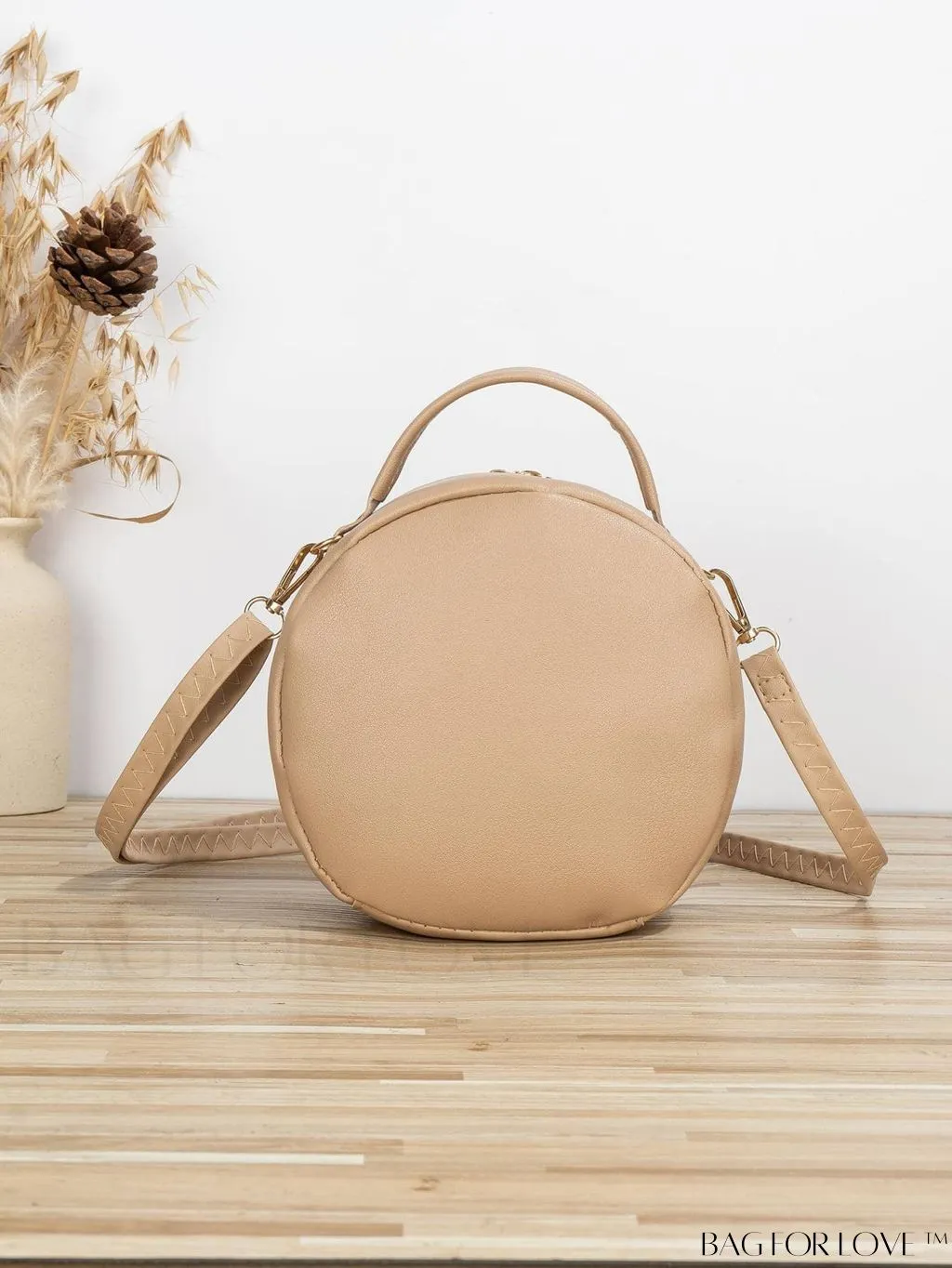 BagForLove - Khaki Mini Quilted Metal Circle Bag with Chic Decor