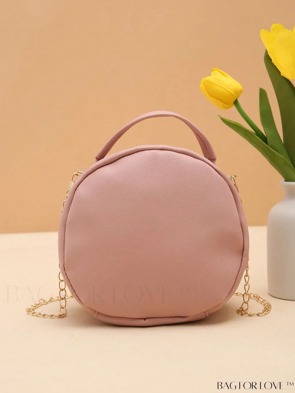 BagForLove - Khaki Mini Quilted Metal Circle Bag with Chic Decor