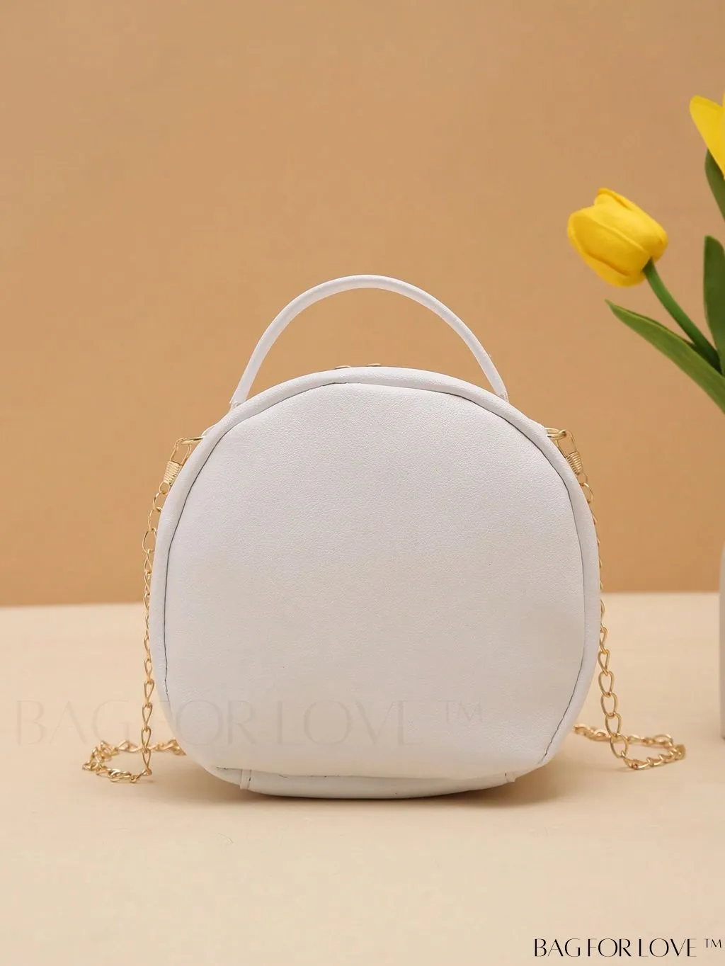 BagForLove - Khaki Mini Quilted Metal Circle Bag with Chic Decor