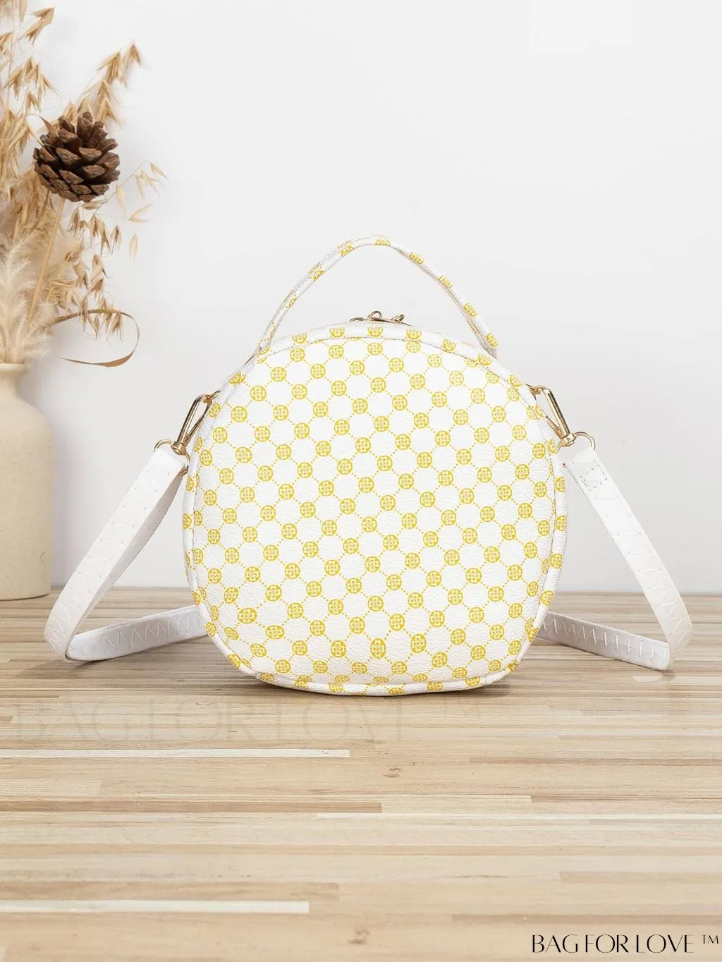 BagForLove - Khaki Mini Quilted Metal Circle Bag with Chic Decor