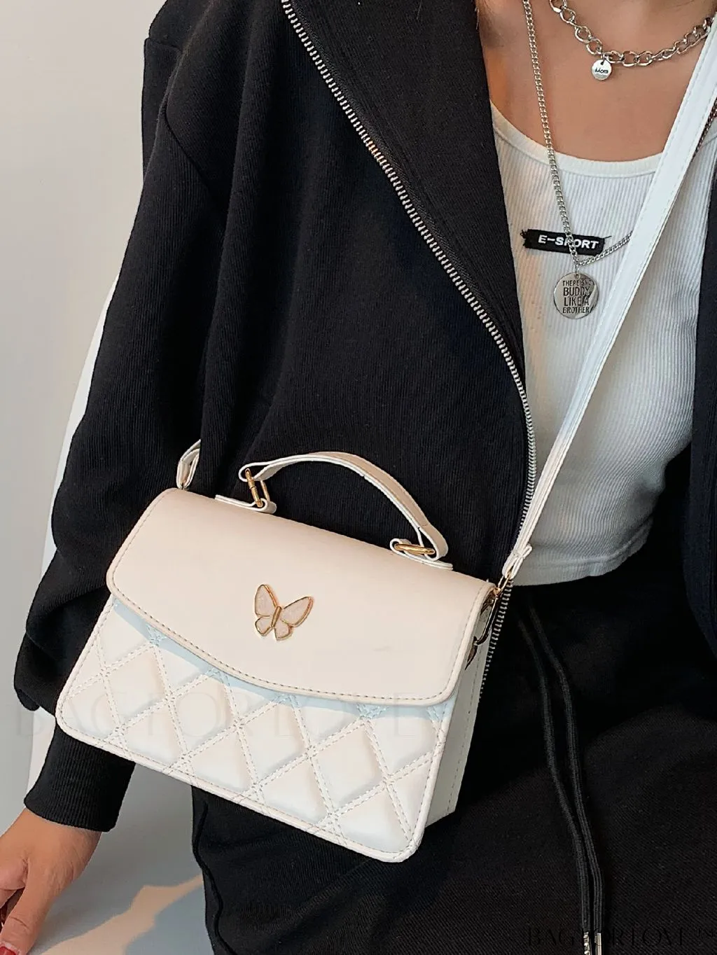 BagForLove - Quilted Butterfly Decor Square Bag - Stylish and Chic Design!